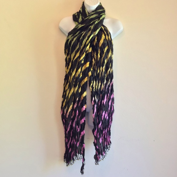 New Black Beach Striped Scarf Wrap Pareo - Picture 8 of 12